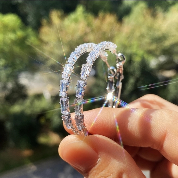 Gorgeous Crystal Hoop Earrings - Picture 3 of 5